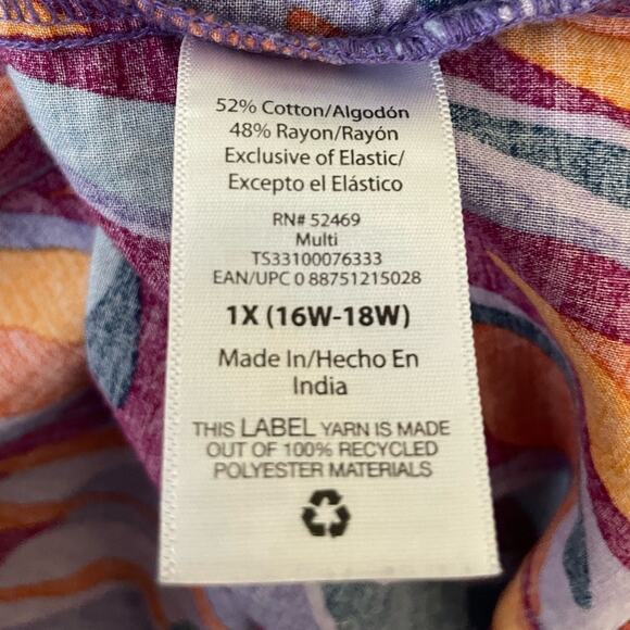 Terra & Sky Women Crop Top 1X Vibrant Colorful Boho Retro Y2K Festival Babydoll - Picture 8 of 10